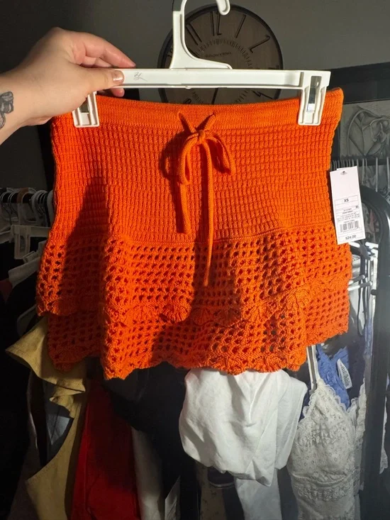 Target Orange Crochet Ruffled Mini Skirt - Picture 1 of 2